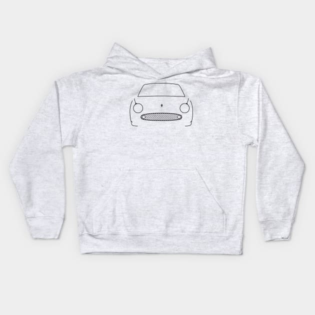 Nissan Figaro classic car black outline graphic Kids Hoodie by soitwouldseem